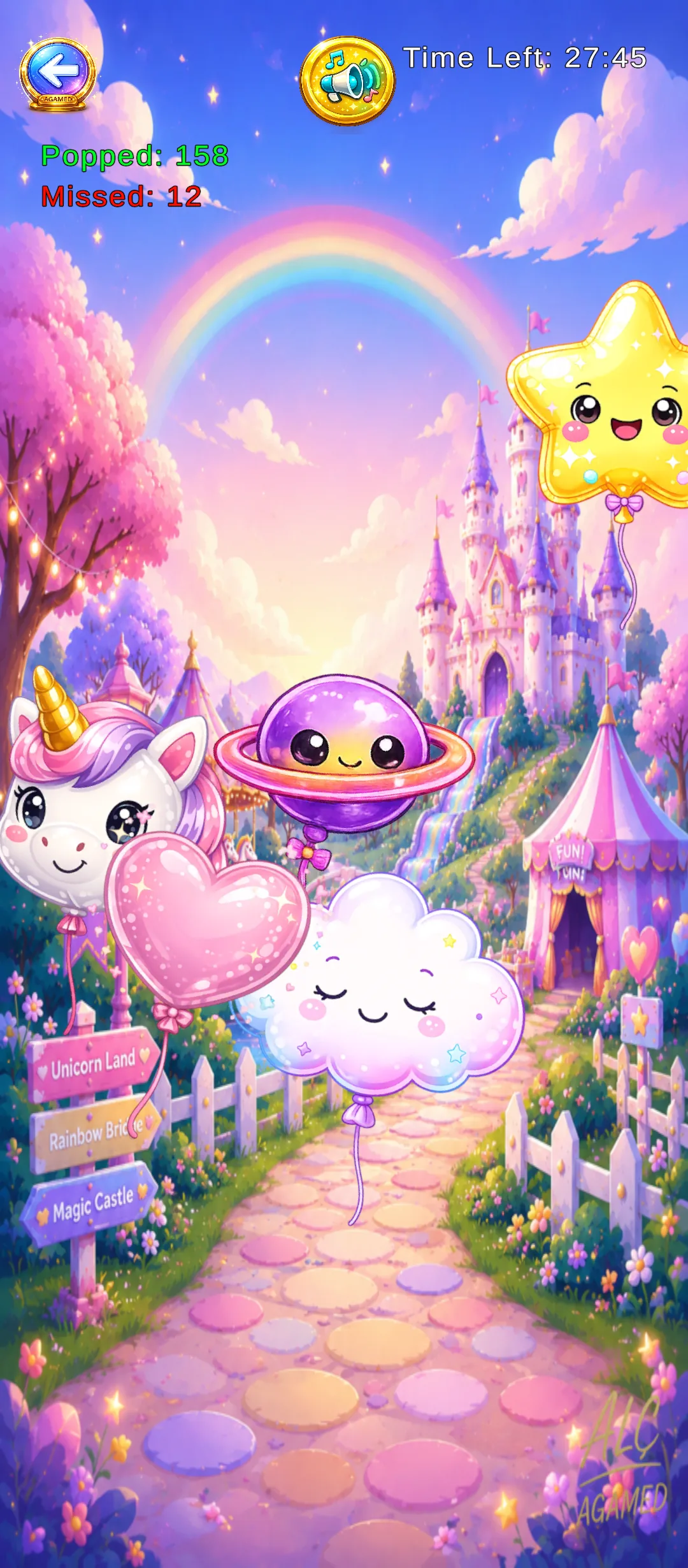Boomy Fireworks Unicorn Diyarı teması
