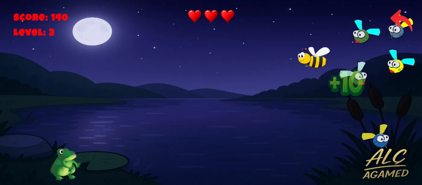 Funny Hunter Frog 3. bölüm — su üstünde alacakaranlık, böcekler hızlanıyor